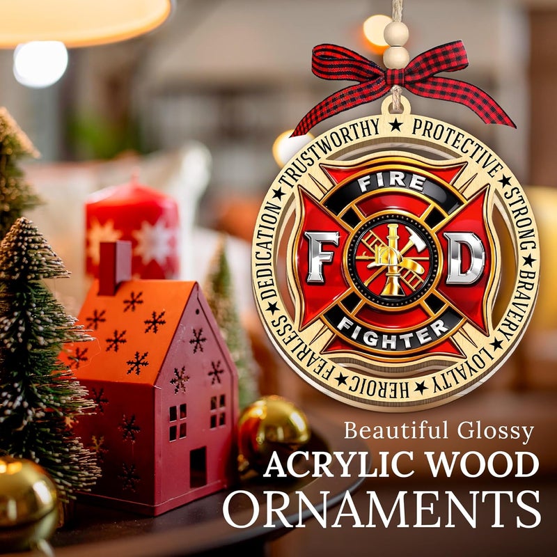 HEXMOZ Firefighter Christmas Ornaments - Firefighter Ornaments for Fireman, Fire Department Gift Ideas - Xmas Gifts for Firefighters Male, Female, Holiday Ornaments Decorations 2025 - Image 5